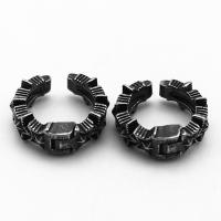 316 Stainless Steel Earring Cuff, vintage & Unisex & blacken, black, 14.30x14.30x4.80mm, Sold By Pair