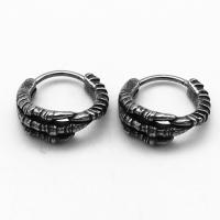 Stainless Steel Huggie Hoop Earring, 316 Stainless Steel, vintage & Unisex & blacken, 14.60x15.20x6.40mm, Sold By Pair