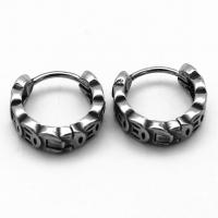 Stainless Steel Huggie Hoop Earring, 316 Stainless Steel, vintage & Unisex & blacken, 13.30x14x2mm, Sold By Pair