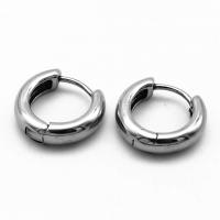 Stainless Steel Huggie Hoop Earring, 316 Stainless Steel, Donut, vintage & Unisex, silver color, 14.80x15.60x4mm, Sold By Pair