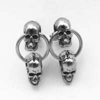 Stainless Steel Drop Earring, 316 Stainless Steel, Skull, vintage & Unisex & blacken, 5.50x23.50mm, Sold By Pair