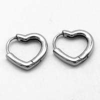 Stainless Steel Huggie Hoop Earring 316 Stainless Steel Heart vintage & for woman original color Sold By Pair