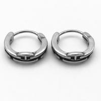 Stainless Steel Huggie Hoop Earring, 316 Stainless Steel, Donut, vintage & Unisex & blacken, 14.20x14.60x4.40mm, Sold By Pair