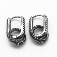 Huggie Hoop Drop Earring, 316 Stainless Steel, Donut, vintage & Unisex & blacken, 11.70x25x3.10mm, Sold By Pair