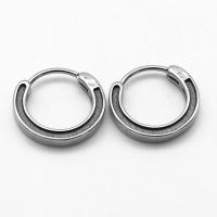 Stainless Steel Huggie Hoop Earring, 316 Stainless Steel, Donut, vintage & for woman & blacken, 14.40x15.40x2.50mm, Sold By Pair