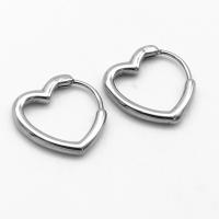 Stainless Steel Hoop Earring 316 Stainless Steel Heart vintage & for woman original color Sold By Pair