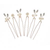 Hair Stick, Iron, with brass wire & Plastic Pearl, gold color plated, 6 pieces & for woman & with rhinestone, golden, nickel, lead & cadmium free, 90x20mm, 6PCs/Set, Sold By Set