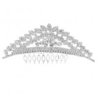 Bridal Tiaras, Tibetan Style, silver color plated, for woman & with rhinestone, silver color, nickel, lead & cadmium free, 110x37mm, Sold By PC