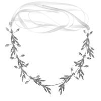 Headband, Tibetan Style, with Organza, silver color plated, for woman & with rhinestone, silver color, nickel, lead & cadmium free, 360x35mm, Sold By PC