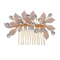 Decorative Hair Combs, Tibetan Style, with brass wire, gold color plated, different styles for choice & for woman & with rhinestone, golden, nickel, lead & cadmium free, Sold By PC