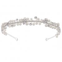 Bridal Tiaras Zinc Alloy with Plastic Pearl silver color plated for woman & with rhinestone silver color nickel lead & cadmium free Sold By PC