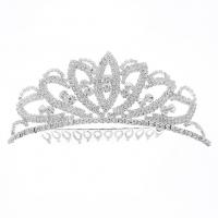 Bridal Tiaras, Tibetan Style, silver color plated, for woman & with rhinestone, silver color, nickel, lead & cadmium free, 100x35mm, Sold By PC