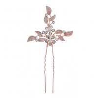Hair Stick, Tibetan Style, with brass wire & Plastic Pearl, rose gold color plated, three pieces & wedding gift & for woman & with rhinestone, rose gold color, nickel, lead & cadmium free, 100x55mm, Sold By PC