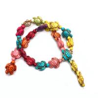 Synthetische Türkis Perle, Schildkröter, DIY, gemischte Farben, 15x19mm, verkauft per ca. 14.96 ZollInch Strang
