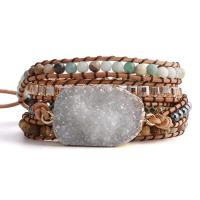 Wrap Bracelet Labradorite with leather cord multilayer & for woman Length Approx 32.3 Inch Sold By PC