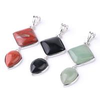 Gemstone Pendants Jewelry, Tibetan Style, with Gemstone, different materials for choice & for woman, nickel, lead & cadmium free, 63x25mm, Sold By PC