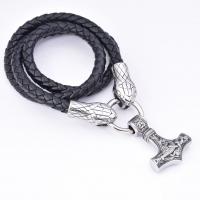 PU Leather Necklace with 316 Stainless Steel hammer fashion jewelry & for man & blacken Sold By PC