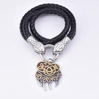 PU Leather Necklace with 316 Stainless Steel Claw fashion jewelry & for man & blacken black Sold By PC