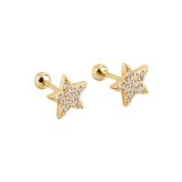 925 Sterling Silver Stud Earrings, Star, plated, for woman & with rhinestone, more colors for choice, 11.50x8mm, Sold By Pair