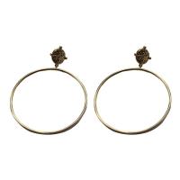 Brass Drop Earring, gold color plated, for woman, 70mm, Sold By Pair