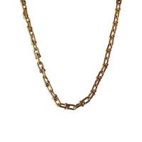 Brass Chain Necklace, gold color plated, for woman, 475x50mm, Sold By PC