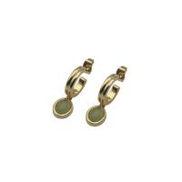 Brass Drop Earring, with Aventurine, real gold plated, fashion jewelry & for woman, green, 37mm, Sold By Pair