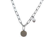 Freshwater Pearl Brass Chain Necklace, cobre, with Pérolas de água doce, banhado, joias de moda & para mulher, Mais cores pare escolha, comprimento 21-50 cm, vendido por PC
