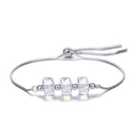 Crystal Bracelets, 925 Sterling Silver, with Austrian Crystal, platinum plated, for woman, 230mm, Sold By PC