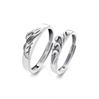 Couple Finger Rings 925 Sterling Silver platinum plated Adjustable Sold By PC