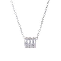 Cubic Zircon Micro Pave 925 Sterling Silver Necklace plated micro pave cubic zirconia & for woman Length Approx 17.7 Inch Sold By PC