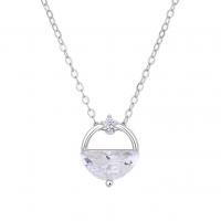 925 Sterling Silver Necklaces plated for woman & with cubic zirconia Length Approx 17.7 Inch Sold By PC