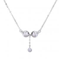 925 Sterling Silver Necklaces, Fish, plated, for woman & with rhinestone, 23mm, Length:Approx 17.7 Inch, Sold By PC