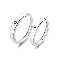 Couple Finger Rings 925 Sterling Silver platinum plated Adjustable Sold By PC