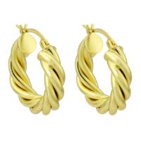 Messing Hoop Earring, guldfarve belagt, for kvinde, 25.50x28x6mm, Solgt af PC