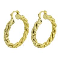 Messing Hoop Earring, guldfarve belagt, for kvinde, 35x40x5mm, Solgt af par