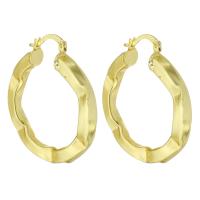Brass Hoop Earring, gold color plated, for woman, 34x39x4.50mm, Sold By Pair