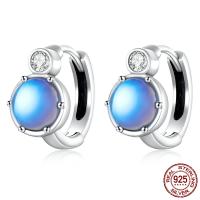 925 Sterling Silver Lever Back Earring, with Glass, oxidation, for woman & with rhinestone, platinum color, 12x7mm, Sold By PC