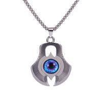 Evil Eye Jewelry Necklace, 304 Stainless Steel Chain, with Tibetan Style pendant & Acrylic, Unisex, more colors for choice, 35x32mm, Length:Approx 27.56 Inch, Sold By PC