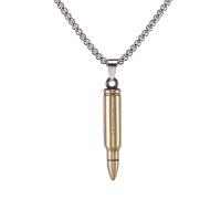 Tibetan Style Sweater Chain Necklace, 304 Stainless Steel Chain, with Tibetan Style pendant, Bullet, plated, Unisex, more colors for choice, 8x43mm, Length:Approx 27.56 Inch, Sold By PC