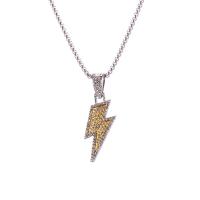 Collar de cadena de aleación de Sweater Zinc, con colgante de aleación del cinc, Símbolo del rayo, para hombre & con diamantes de imitación, 15x48mm, longitud aproximado 27.56 Inch, Vendido por UD