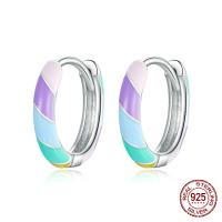 925 Sterling Silver Lever Back Earring platinum color plated for woman & enamel multi-colored Sold By Pair