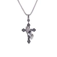 Zinek svetr řetěz náhrdelník, s slitina zinku přívěsek, Kříž, pro muže, 34x70mm, Délka Cca 27.56 inch, Prodáno By PC