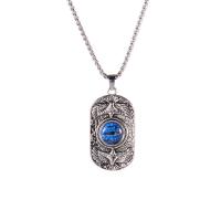 Stainless Steel Sweater Chain Necklace, 304 Stainless Steel Chain, with Tibetan Style pendant & Acrylic, for man, more colors for choice, 24x44mm, Length:Approx 27.56 Inch, Sold By PC