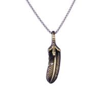 Zinc Alloy Sweater Chain Necklace Feather plated & for man Length Approx 27.56 Inch Sold By PC