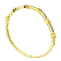 Brass Bangle, gold color plated, fashion jewelry & micro pave cubic zirconia & for woman, golden, 59.50x51mm, 5PCs/Lot, Sold By Lot