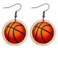 PU Leather Drop Earring with Wood brass earring hook fashion jewelry & for woman 8.1X4 6.2X4 Sold By Pair