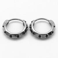 Stainless Steel Huggie Hoop Earring, 316 Stainless Steel, Donut, vintage & Unisex & blacken, 14.50x15x3.60mm, Sold By Pair