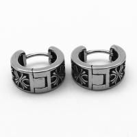 316 Stainless Steel Huggie Hoop Earring vintage & Unisex & blacken Sold By Pair
