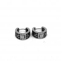 316 Stainless Steel Huggie Hoop Earring, Donut, vintage & Unisex & blacken, 15x7x2mm, Sold By Pair