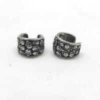 316 Stainless Steel Earring Cuff Skull vintage & Unisex & blacken Sold By Pair